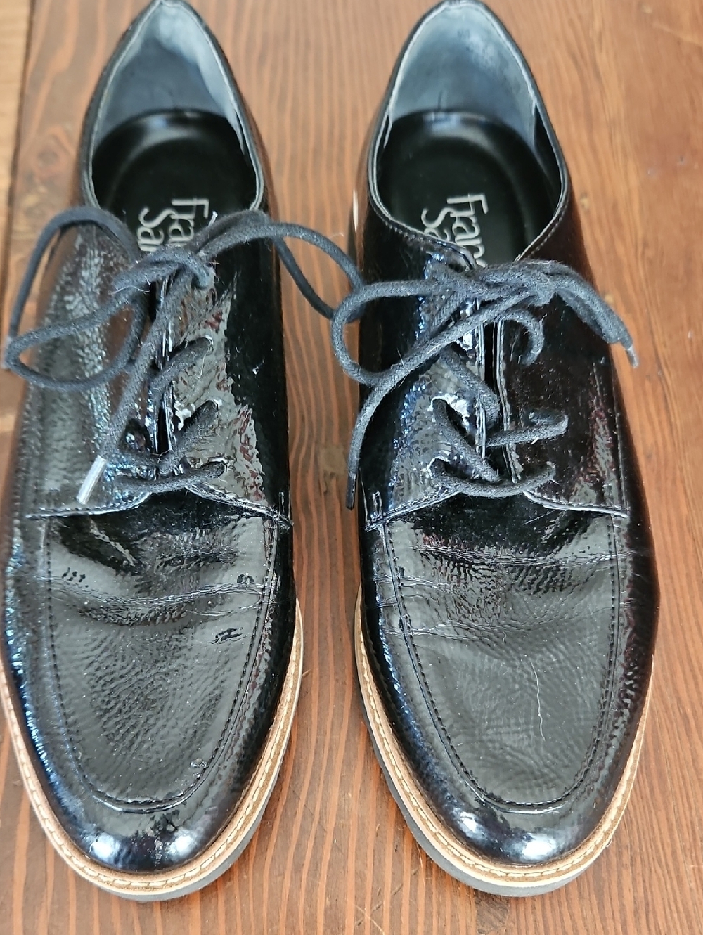 Farylrobin Men's Black Patent Leather Derby Oxfords
